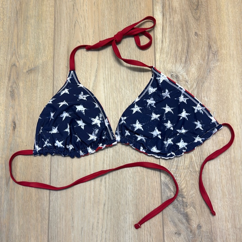Target Xhilaration Red White Blue Flag Bikini Top Reversible *MATCHING BOTTOMS*